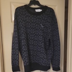 Coach Black Crewneck Sweater with Ribbed Details